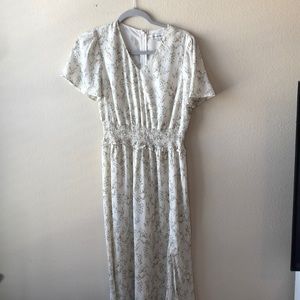 White midi dress with delicate floral print